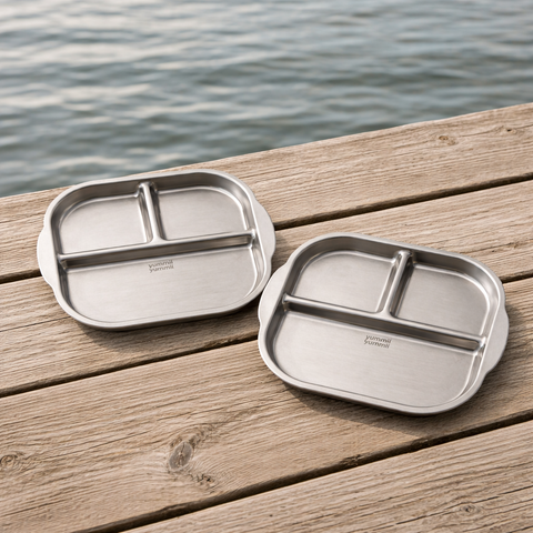 Firkantet Tallerken Sæt i Rustfrit Stål - 4 stk