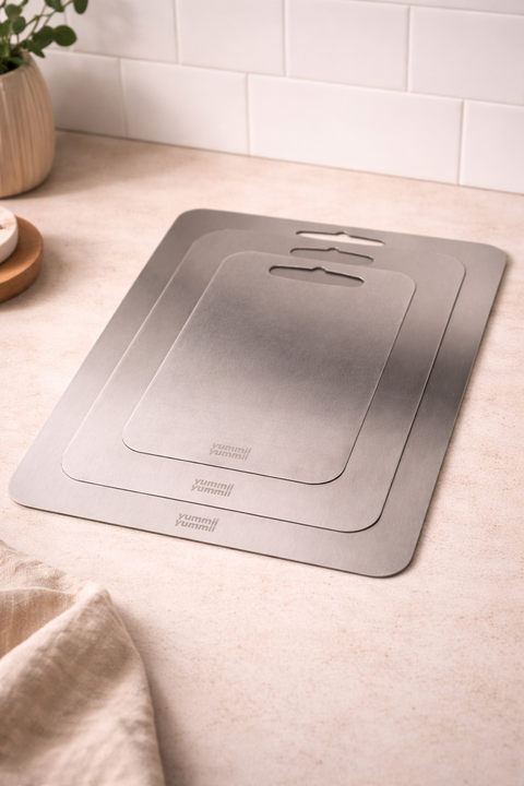 Skærebræt Sæt i Rustfrit Stål - 3 størrelser