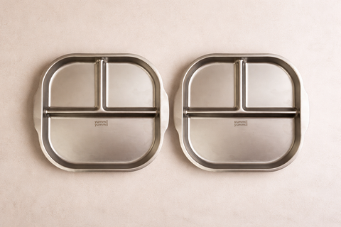 Firkantet Tallerken Sæt i Rustfrit Stål - 4 stk