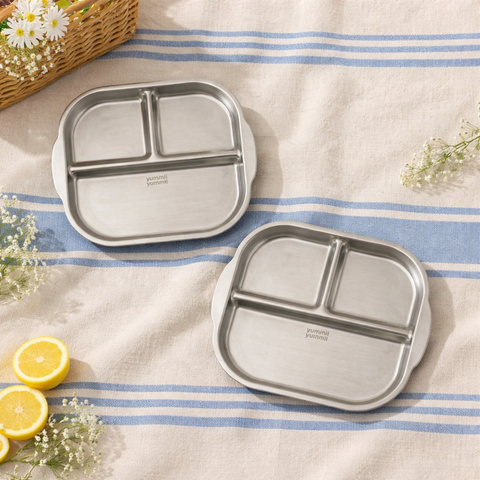 Firkantet Tallerken Sæt i Rustfrit Stål - 4 stk