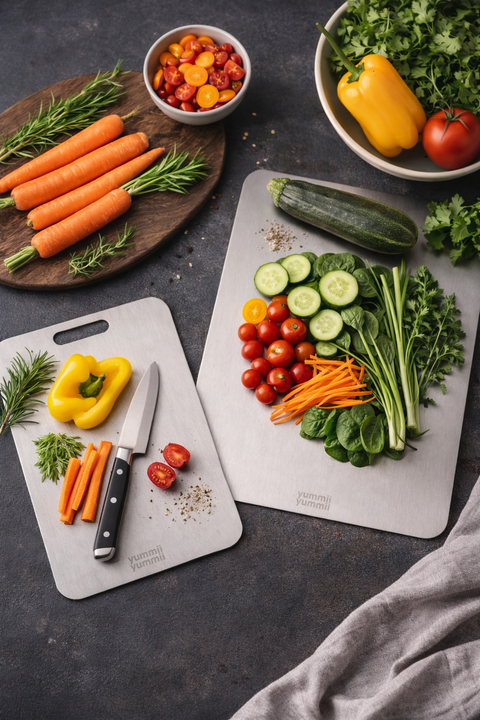 Skærebræt Sæt i Rustfrit Stål - 3 størrelser