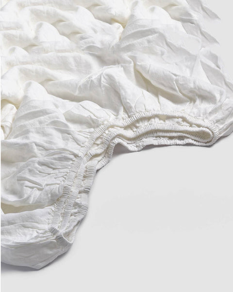 Yummii Yummii French linen Fitted sheet 90 x 200 Beddings White