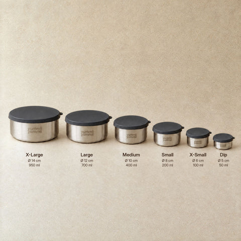 Bento Rounds X-Large i rustfrit stål 18/8 størrelsesforskel alle Rounds fra Ø14 til Ø5 cm fra Yummii Yummii