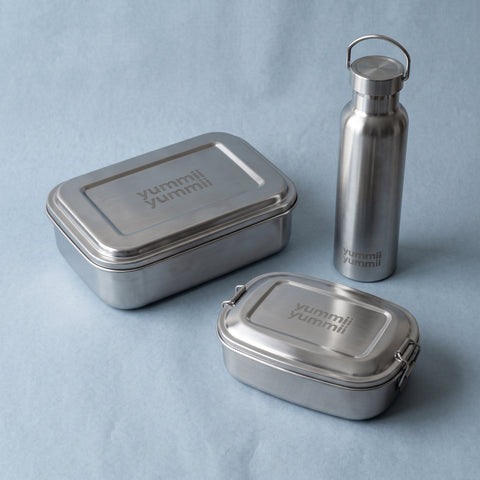 Skole-sæt Teenager & Voksen i rustfrit stål 18/8 med Bento Large 2, Small 1 og termoflaske 600 ml, lukket fra Yummii Yummii