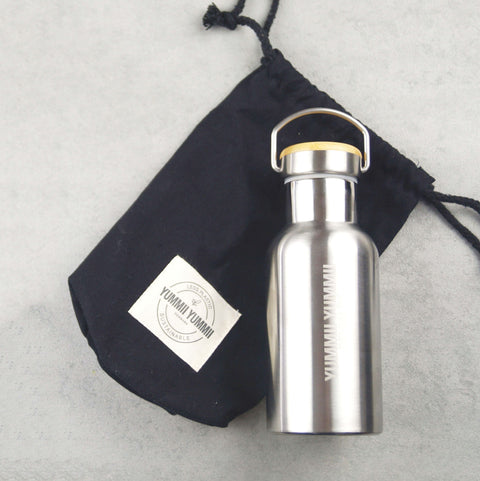 Yummii Yummii Termoflaske med bambus låg - 350 ml Thermo Bottles Stainless Steel 18/8
