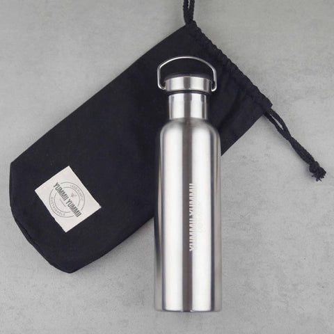 Yummii Yummii Termoflaske med sort bambus låg - 600 ml Thermo Bottles Stainless Steel 18/8