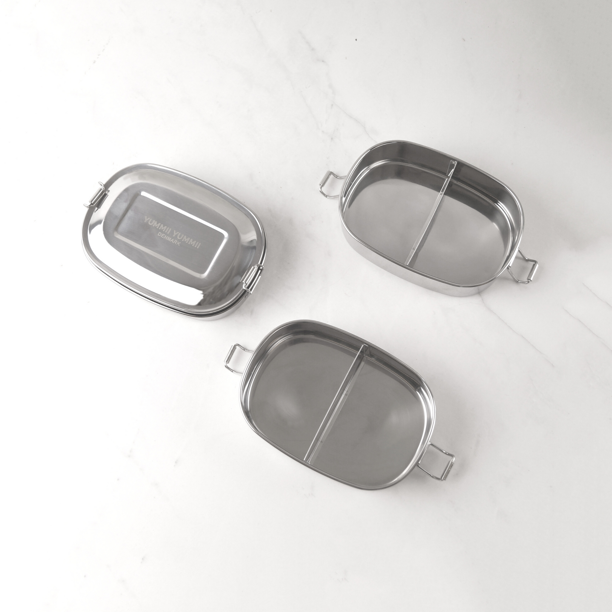 Bento Small Pakke - Sæt med 3 rustfri stål madkasser (1, 2 og 3 rum)