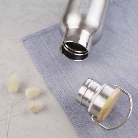 Yummii Yummii Termoflaske med bambus låg - 350 ml Thermo Bottles Stainless Steel 18/8